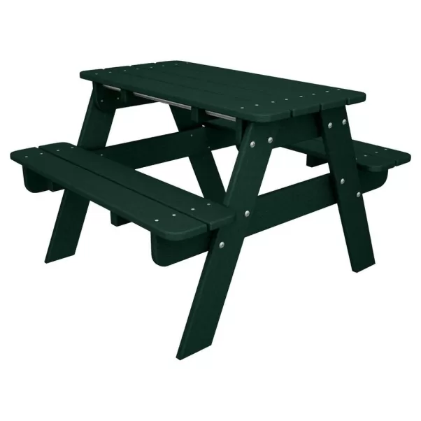 Handcrafted Polywood Kids Picnic Table, Green Outdoor Dining Furniture