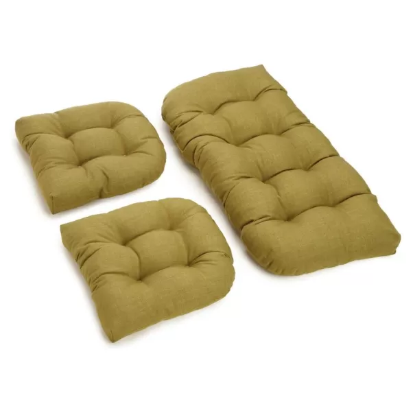 Outdoor Cushions & Pillows Easy-To-Use U-Shaped Spun Polyester Tufted Settee Cushion Set, Set Of 3, Olive